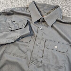 Swiss Tech Men's Large Stretch Button Up Shirt Black Micro Check Performance